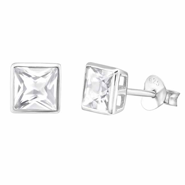 Hopeiset neliö zirkonia korvakorut 5 mm - Hopeakorut - HME117 - 1