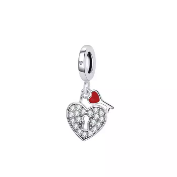 Charmiella hopeahela sydänlukko ja avain - Hopeakorut - PA-017 - 1
