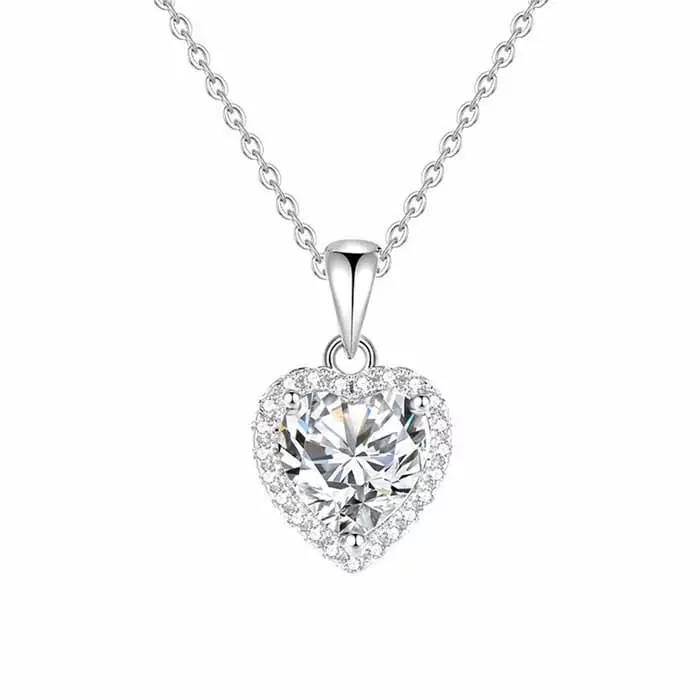 Hopeinen sydänriipus halo kirkas - Hopeakorut - HMN217 - 1