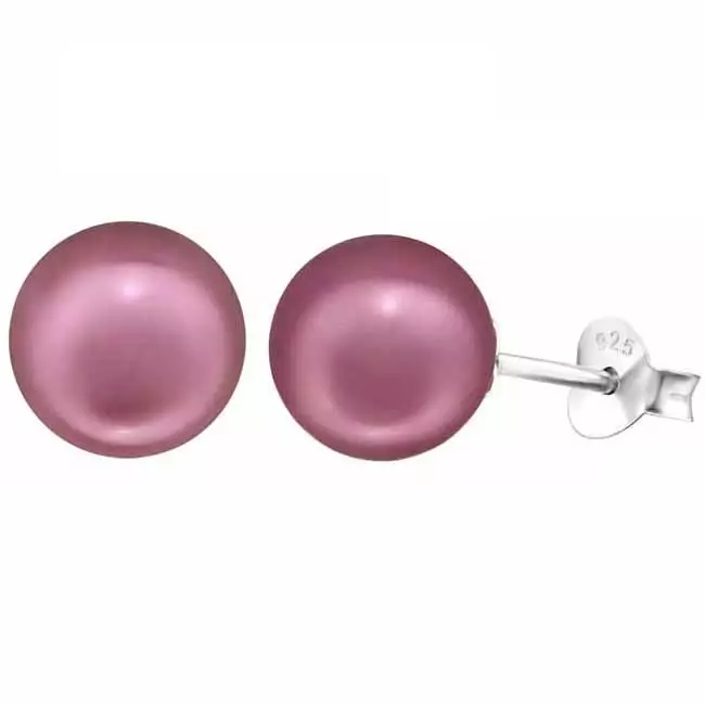 Hopeiset helmikorvakorut violetti - Hopeakorut - HME607 - 1