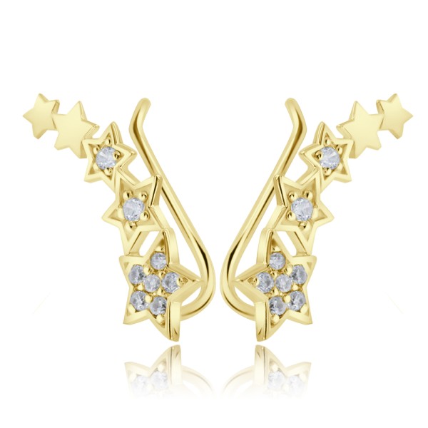 Hopeiset kullatut kiipijä korvakorut tähdet - Hopeakorut - HME987 - 1