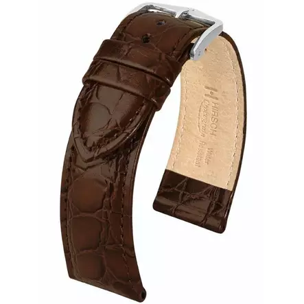 Hirsch Crocograin nahkaranneke ruskea L - Kellon rannekkeet - 12322810-2-18 - 1