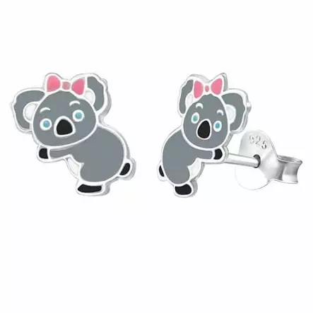 Hopeakorvakorut koala pinkki rusetti - Hopeakorut - HME168 - 1
