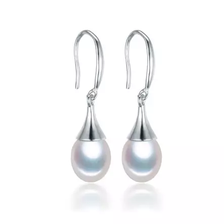 Hopeiset roikkuvat helmikorvakorut 8 mm - Hopeakorut - AJ-E1038 - 1