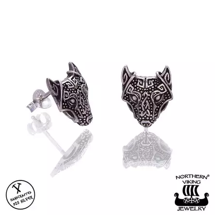 Northern Viking Jewelry Guardian Wolf Korvakorut Hopea NVJKK028 - Hopeakorut - NVJKK028 - 1