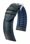 Hirsch Andy nahkaranneke musta/sininen L 18 mm - Kellon rannekkeet - 0928028050-2-18 - 1