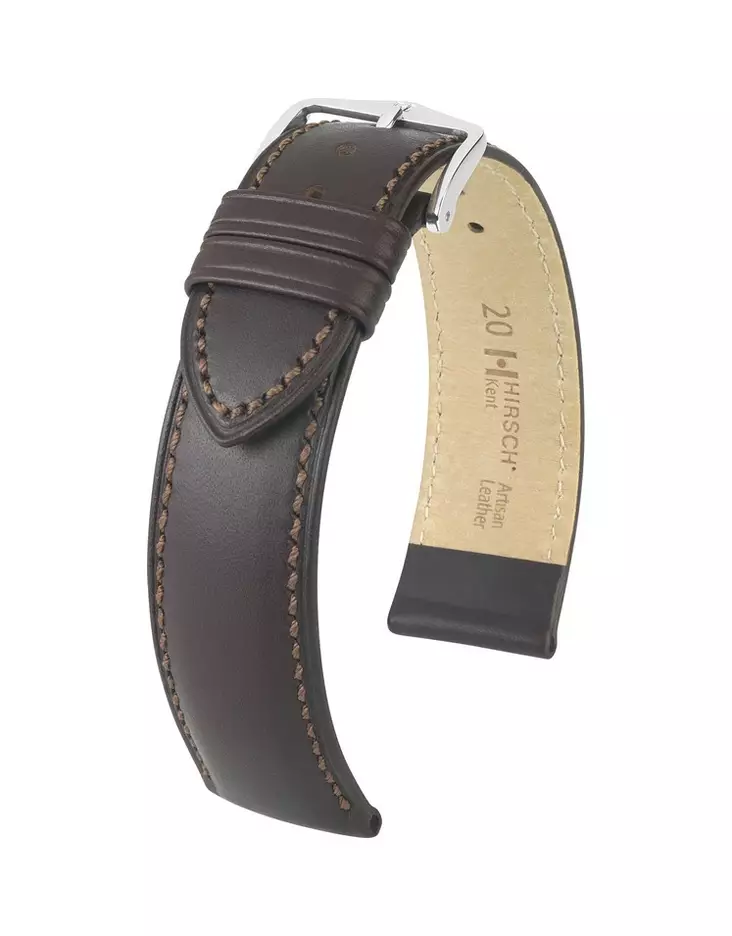 Hirsch Calf Kent Artisan nahkaranneke ruskea M 18 mm - Kellon rannekkeet - 01002110-2-18 - 1