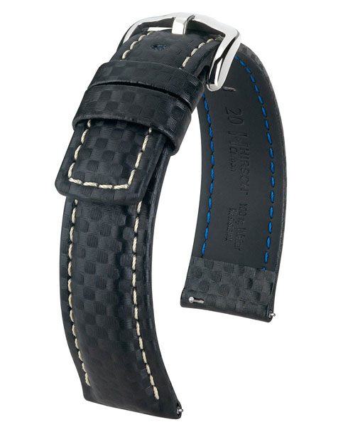Hirsch Carbon nahkaranneke musta L - Kellon rannekkeet - 02592050-2-18 - 1