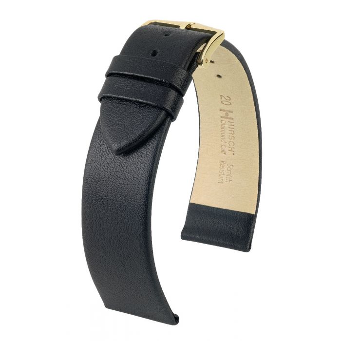 Hirsch Diamond Calf nahkaranneke musta S 8 mm - Kellon rannekkeet - 14100250-1-08 - 1