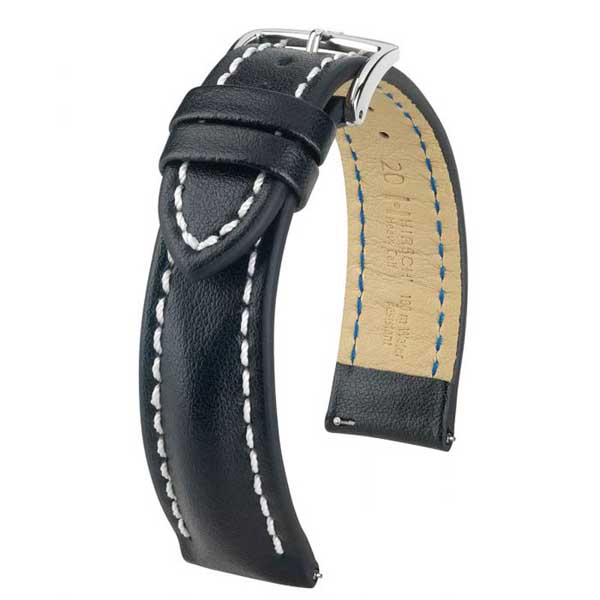 Hirsch Heavy Calf nahkaranneke musta L - Kellon rannekkeet - 01475050-2-18 - 1