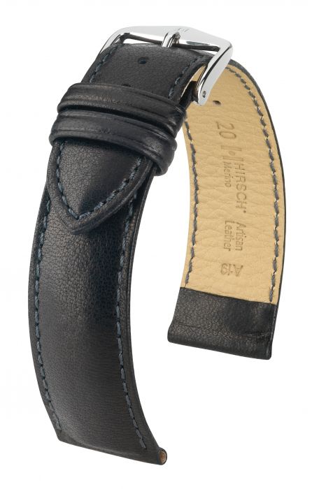 Hirsch Merino Artisan nahkaranneke musta L 18 mm - Kellon rannekkeet - 01206050-2-18 - 1