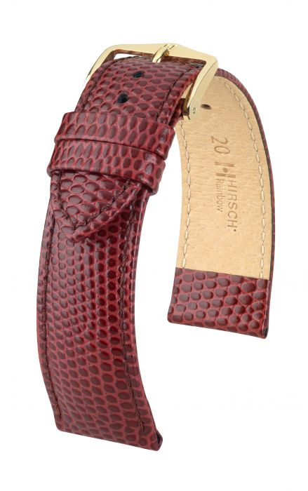 Hirsch Rainbow nahkaranneke burgundinpunainen M 18 mm - Kellon rannekkeet - 12302660-1-18 - 1