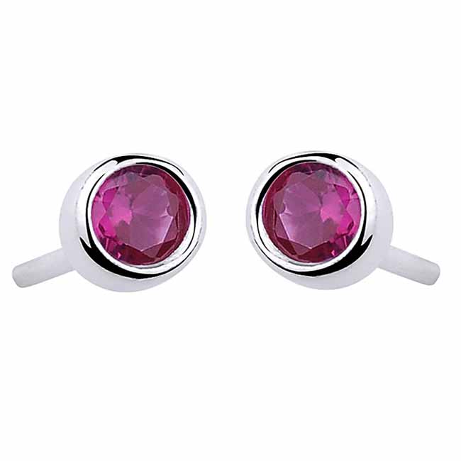 Hopeakorvakorut punainen zirkonia 5 mm - Hopeakorut - HME398 - 1