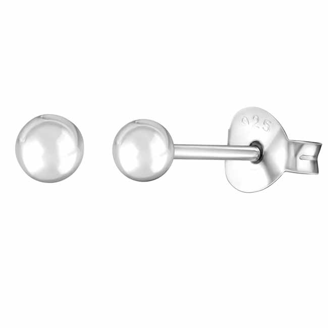 Hopeiset pallokorvakorut 3 mm - Hopeakorut - HME028 - 1