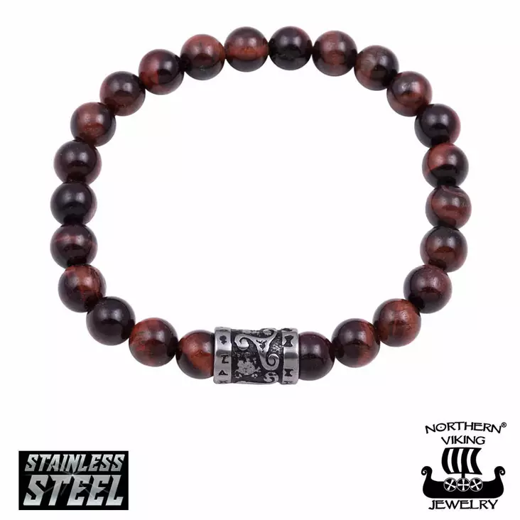 Northern Viking Jewelry Tiger Eye Runes rannekoru NVJRA018 - Teräskorut - NVJRA018 - 2