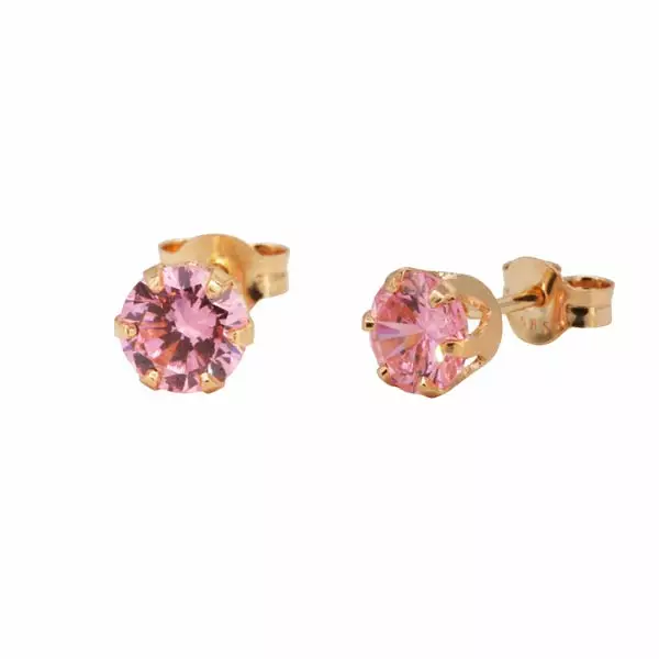 Kultaiset korvakorut pinkki zirkonia - Kultakorut - HMAU-018 - 1