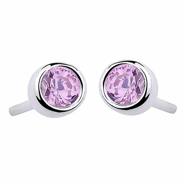 Hopeakorvakorut pinkki zirkonia 5 mm - Hopeakorut - HME399 - 1