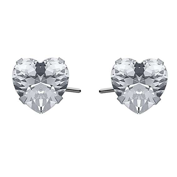 Hopeakorvakorut zirkonia sydän 7 mm - Hopeakorut - HME689 - 1