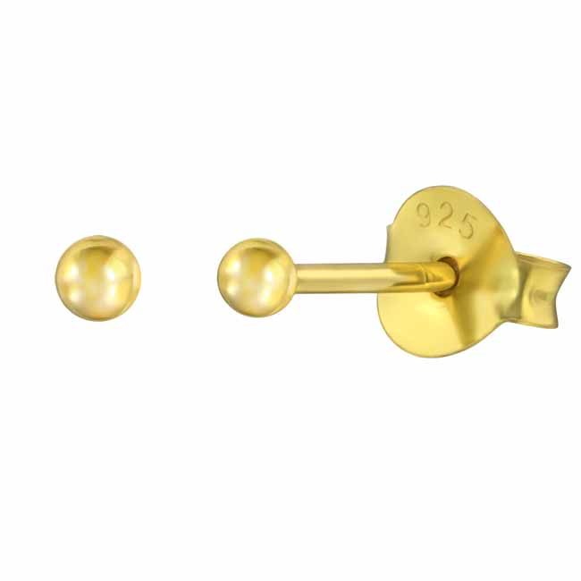 Hopeiset pallokorvakorut 2 mm kultadublee - Hopeakorut - HME299 - 1