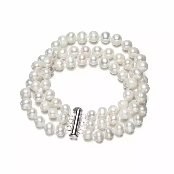 Kolminkertainen helmirannekoru 7 mm helmillä - Helmikorut - AJ-B1139 - 1