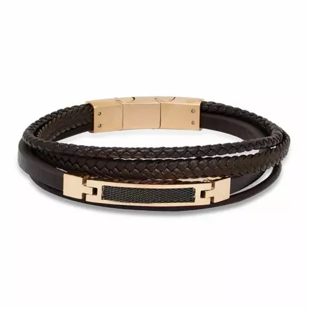 Korutuote miesten rannekoru, nahka ja teräs 21,5 cm - Nahkakorut - SSLB-112RGrusk215c - 2