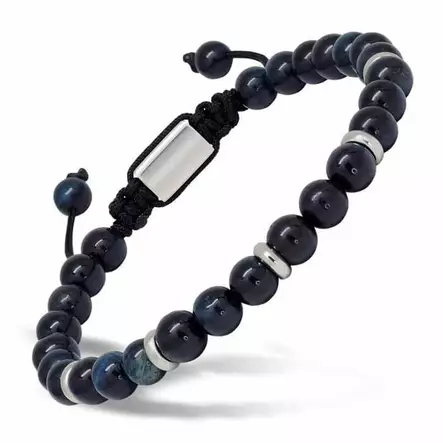 Miesten rannekoru sininen kissansilmä - Nahkakorut - SSB-4001BLTIG - 1