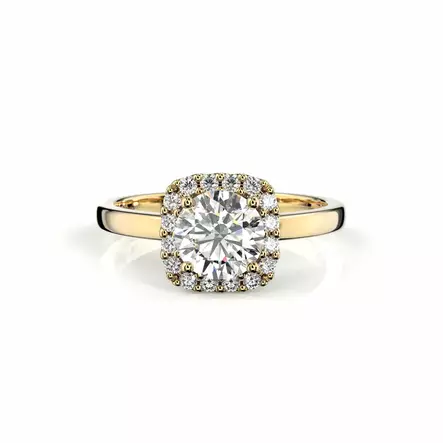 Festive Jennifer timanttisormus keltakulta 1,16 ct - Halosormukset - 638-116-KK - 2