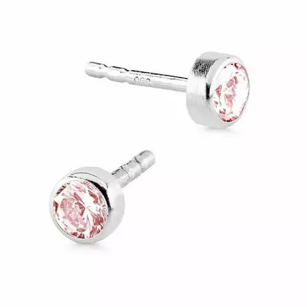 Korutuote Valkokultakorvakorut Pinkki Zirkonia 5 mm - Kultakorut - SA-020605Wpink - 1
