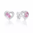 Hopeiset sydänkorvakorut pinkki zirkonia - Hopeakorut - E-1551Zpink - 1
