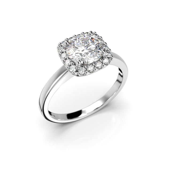 Festive Jennifer timanttisormus valkokulta 1,16 ct - Halosormukset - 638-116-VK - 1