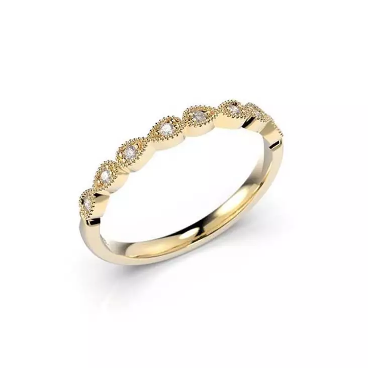 Festive Olga timanttisormus 0,08 ct keltakulta - Rivitimanttisormukset - 593-008-KK - 1