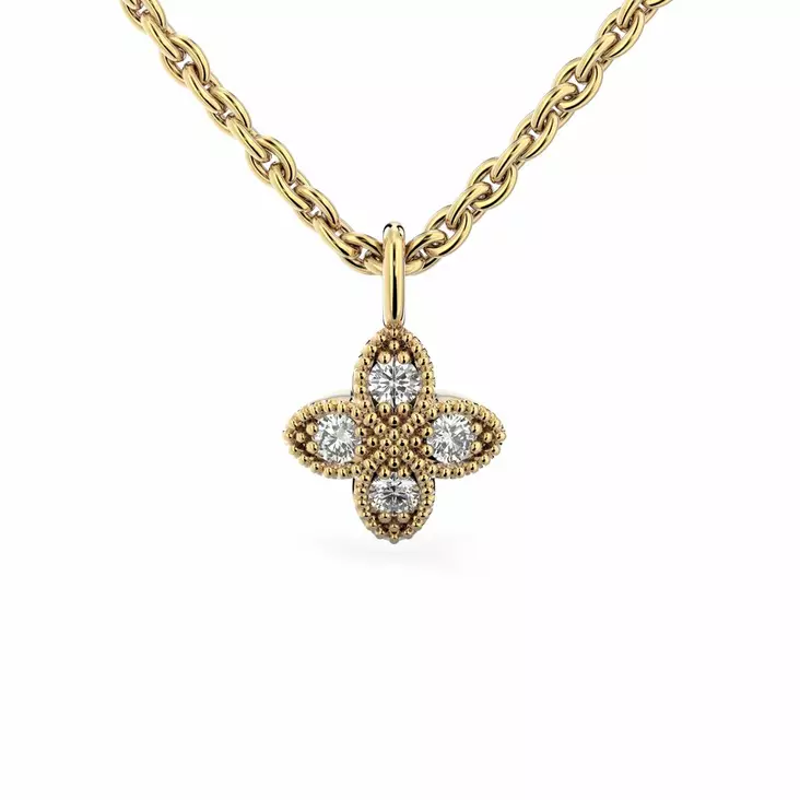 Festive Timanttiriipus Lotus 0,06 ct Keltakulta 14K - Timanttikorut - 14-591-006R-KK - 1