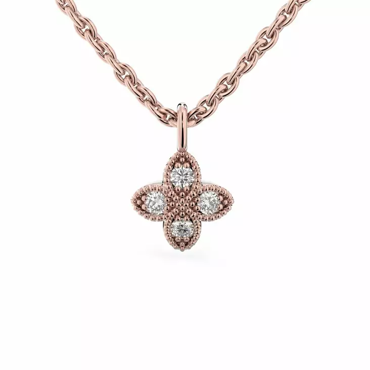 Festive Timanttiriipus Lotus 0,06 ct Punakulta 14K - Timanttikorut - 14-591-006R-PK - 1