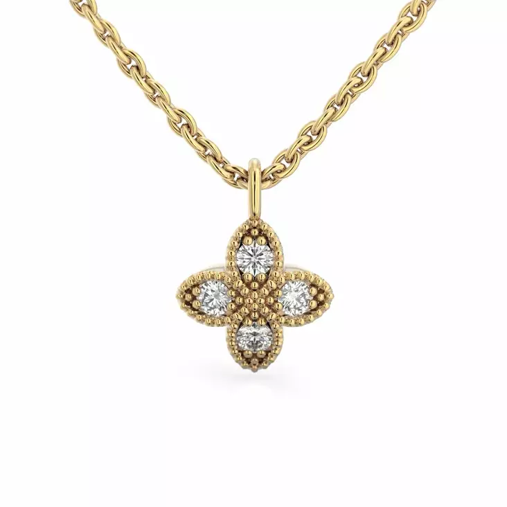 Festive Timanttiriipus Lotus 0,12 ct Keltakulta 14K - Timanttikorut - 14-590-012R-KK - 1