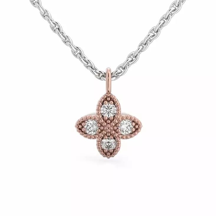 Festive Timanttiriipus Lotus 0,12 ct Punakulta 14K - Timanttikorut - 14-590-012R-PK - 1
