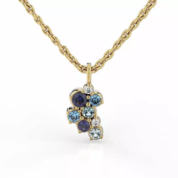 Festive Timanttiriipus Nelly Blue 0,02 ct Keltakulta 14K - Timanttikorut - 14-630-022B-KK - 1