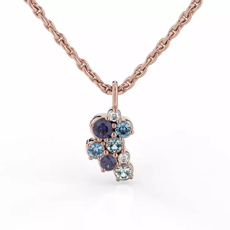 Festive Timanttiriipus Nelly Blue 0,02 ct Punakulta 14K - Timanttikorut - 14-630-022B-PK - 1