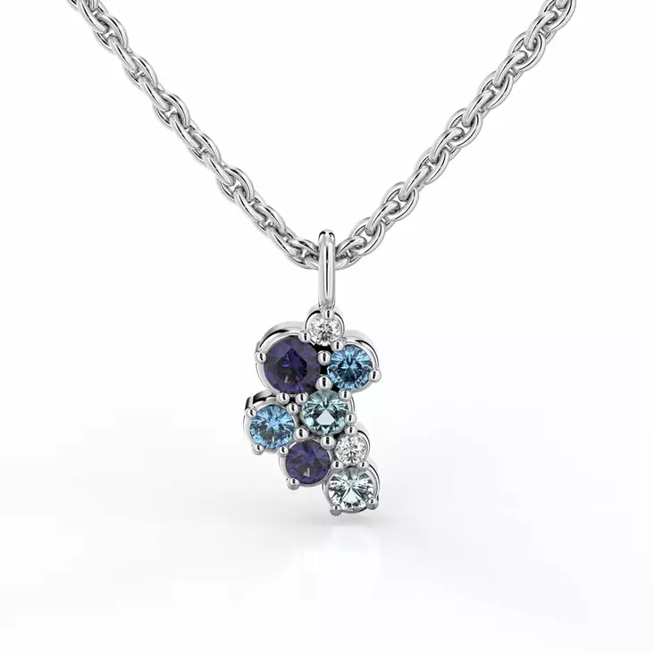 Festive Timanttiriipus Nelly Blue 0,02 ct Valkokulta 14K - Timanttikorut - 14-630-022B-VK - 1