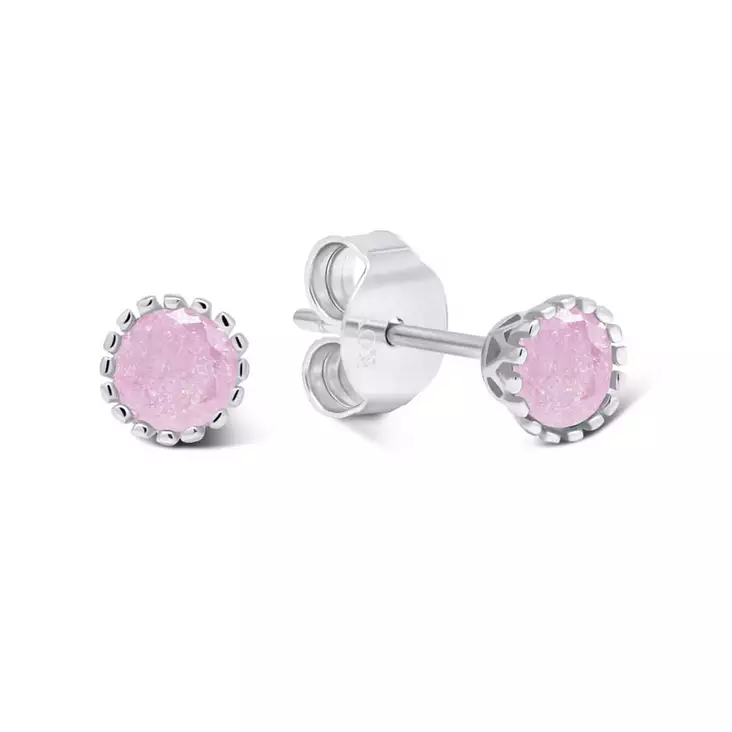 Hopeakorvakorut Vaaleanpunaisella Kivellä E-0484pink - Hopeakorut - E-0484pink - 1