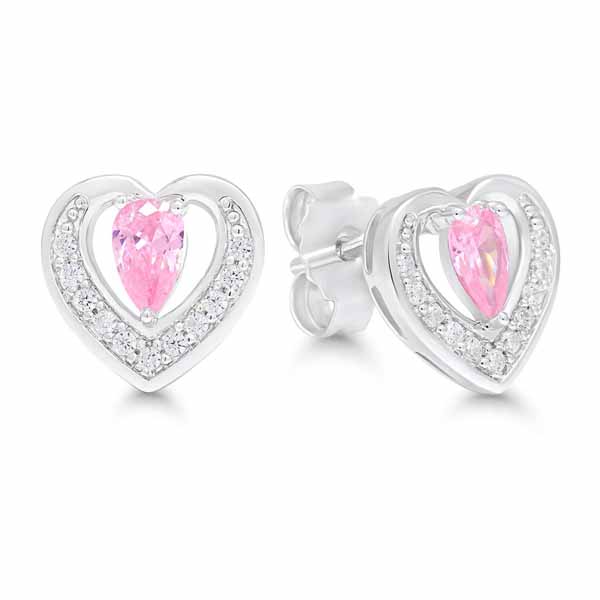 Hopeiset sydänkorvakorut BOL-E1028Zpink - Hopeakorut - BOL-E1028Zpink - 1