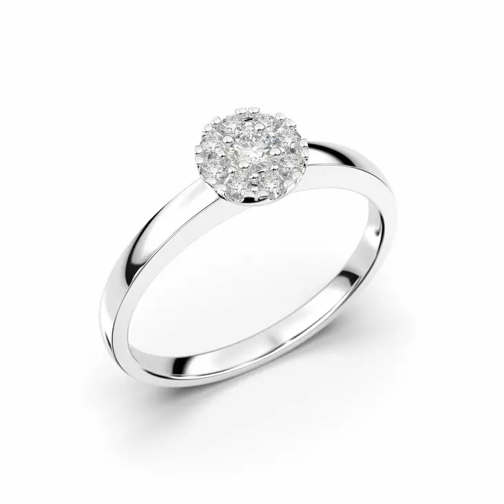 Festive Bella timanttisormus 0,15 ct valkokulta - Halosormukset - 606-015-VK - 1