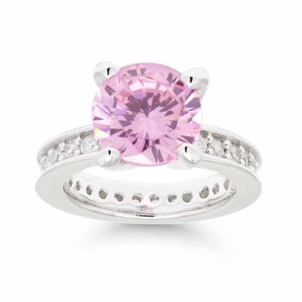 Hopeakastesormus Zirkonit Pinkki BR-2196pink - Kastesormukset - BR-2196PINK - 1