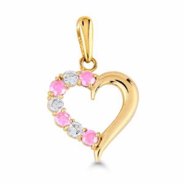 Korutuote Kultainen Sydänriipus Pinkit Zirkonit K-P8496Zpink - Kultakorut - K-P8496Zpink - 1