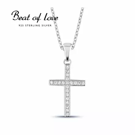 Beat of Love hopeinen ristiriipus zirkoneilla BOL-N0151Z - Hopeakorut - BOL-N0151Z-40-45cm - 1