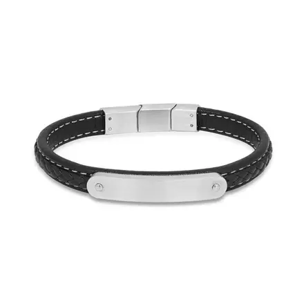 Korutuote miesten rannekoru, nahka ja teräs 21,5 cm - Nahkakorut - SSLB-104musta215cm - 2