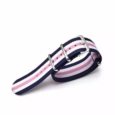 Sisu nato-ranneke sini-valko-pinkki-raidallinen - Kellon rannekkeet - NA09-18mm - 1