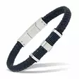 Korutuote miesten rannekoru, nahka ja teräs 21,5 cm - Nahkakorut - SSLB-113sin215cm - 1