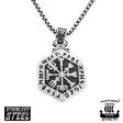 Northern Viking Jewelry Hexagonal Vegvisir NVJRS128 - Teräskorut - NVJRS128-55cm - 1