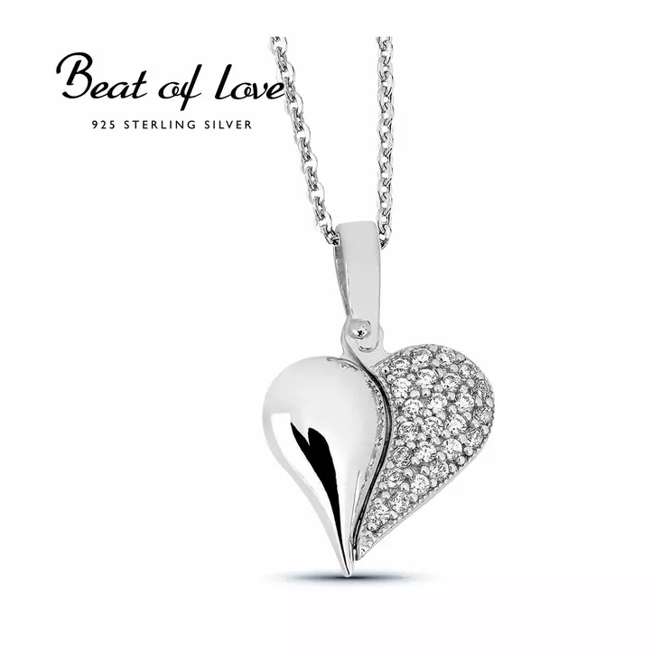 Beat Of Love hopeinen sydänriipus tekstillä BOL-N1484Z - Hopeakorut - BOL-N1484Z40-45CM - 1