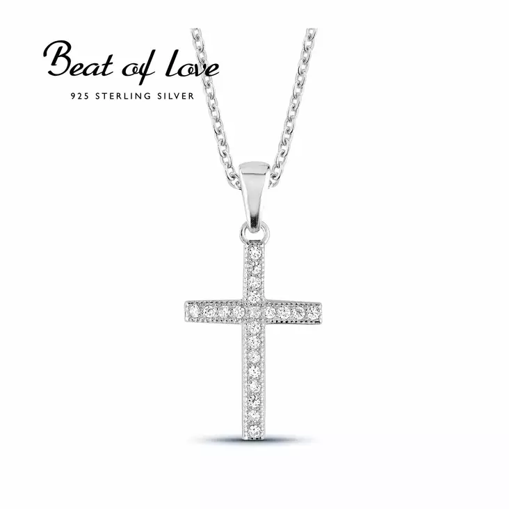 Beat of Love hopeinen ristiriipus zirkoneilla BOL-N0151Z - Hopeakorut - BOL-N0151Z-40-45cm - 1
